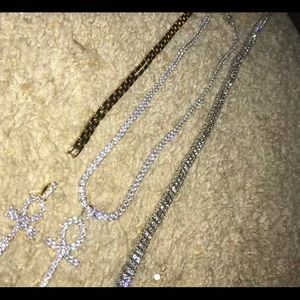 Diamond chokers, gold bracelet!